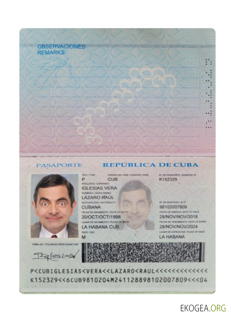 Passeport cubain 2018 présent